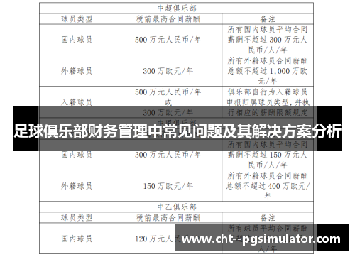 足球俱乐部财务管理中常见问题及其解决方案分析 足球俱乐部财务管理中常见问题及其解决方案分析